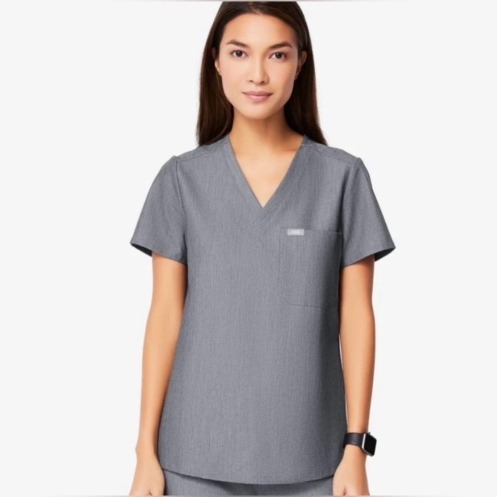 Figs Caterina Technical Collection V-Neck Women's Scrub Top in Charcoal Medium